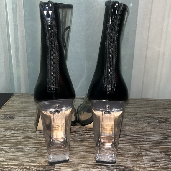 Aldo Clear Chunk Block Bootie Heels Size Sz 7 Do Ya Thing Punk Graffiti Booties - Picture 8 of 15